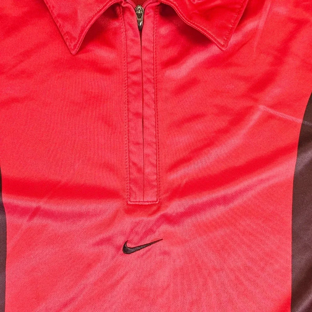 Nike Dri Fit Mens 2XL Polo Shirt Red 1/4 Zip Tennis Short Sleeve Performance